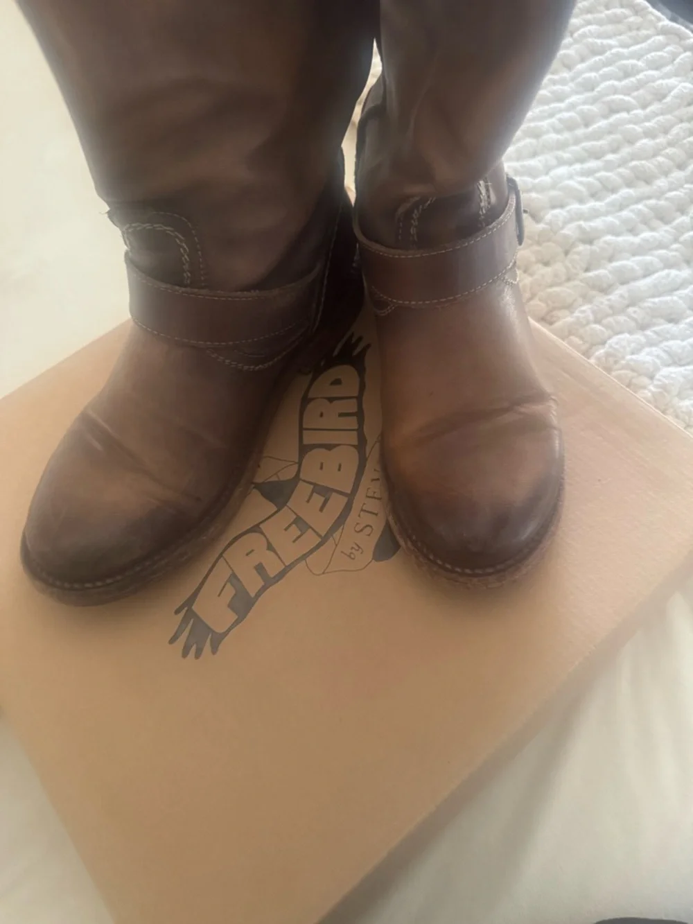 Freebird by Steven CROSBY MOTO BIKER BOOTS NIB Gray Brown - Picture 10 of 11